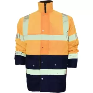 Yoko Unisex Hi-Vis 2 Band Two Tone Jacket (2XL) (Hi Vis Orange/Navy) - Hi Vis Orange/Navy