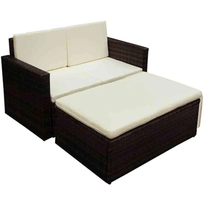 Image of vidaXL Garden Sofa Set 7 Pieces Poly Rattan Brown Outdoor Patio Furniture Seat