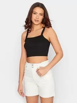 Image of Long Tall Sally Elastic Waist Short - White, Blue, Size 8, Women