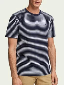 image of Scotch & Soda Crew Neck T-Shirt, Stripe Size XL Men