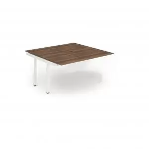 image of B2B Ext Kit White Frame Bench Desk 1400 Walnut