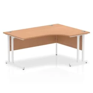 image of Impulse 1600mm Right Crescent Desk Oak Top White Cantilever Leg I00284