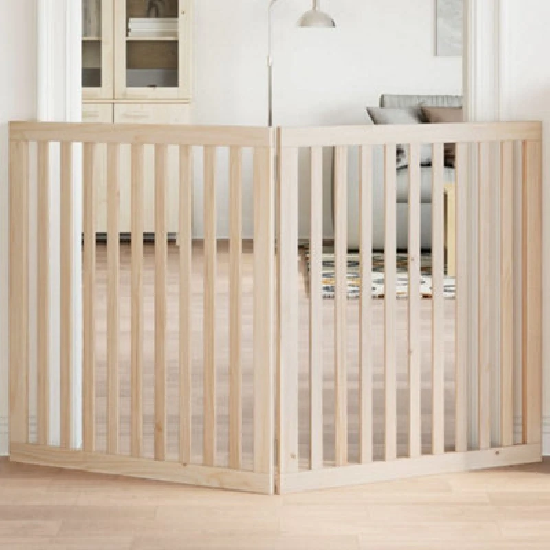 Image of vidaXL Dog Gate Foldable 2 Panels 160cm Poplar Wood, Brown 352242