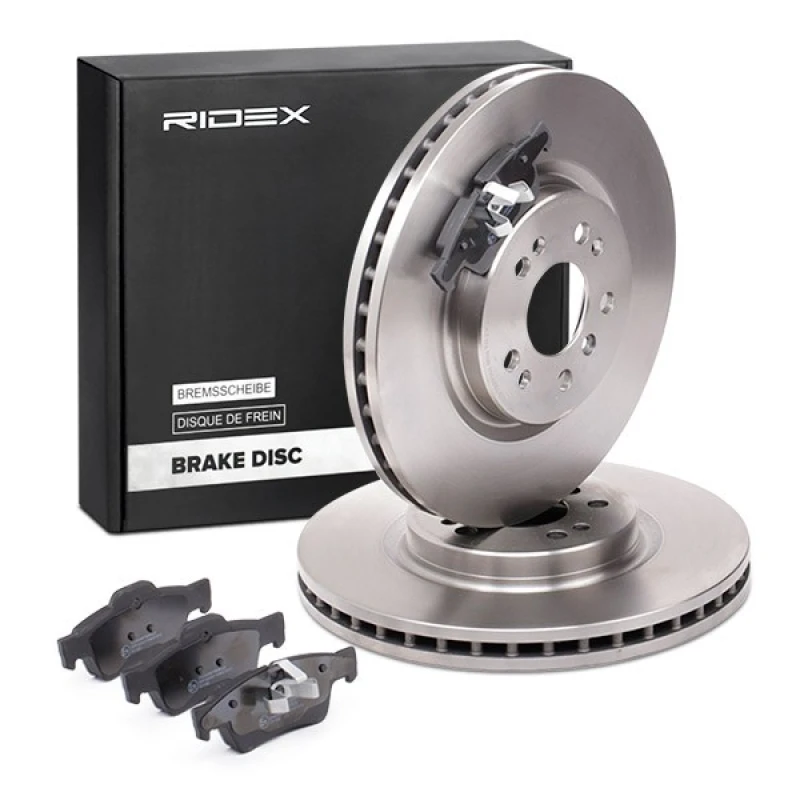 Image of RIDEX 3405B1478 Brake disc and pads set Rear Axle, Brake Disc Type: internally vented, excl. wear warning contact Brake Set,disc brakes (3405)