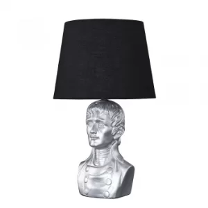 Silver Character Bust Table Lamp with Black Aspen Shade