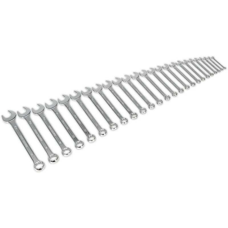 Image of Loops 25pc LARGE Handled Combination Spanner Set 12 Point Metric Ring Open Head Wrench Multi