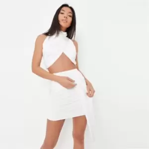 image of Missguided Coord Knot Front Drape Mini Skirt - White