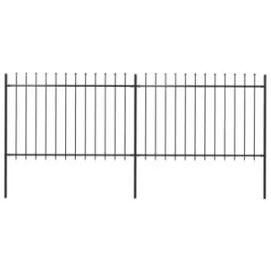 image of Vidaxl Garden Fence With Spear Top Steel 3.4X1.2 M Black