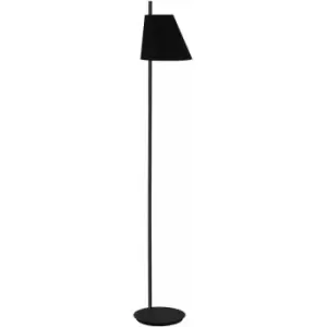 Image of Loops - Floor Lamp Light Colour Black Shade Black Fabric Long Slim Stem Bulb E27 1x40W