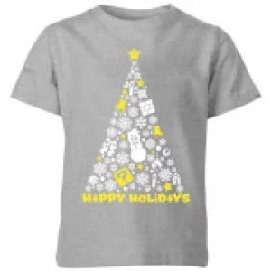 Image of Nintendo Super Mario White Christmas Happy Holidays Kid's T-Shirt - Grey - 11-12 Years