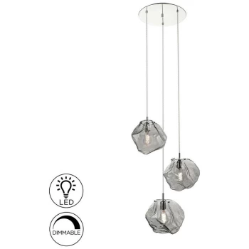 Image of Schuller Petra - Pendant Light Cluster Drop, Chrome, Smoke, 3x E27