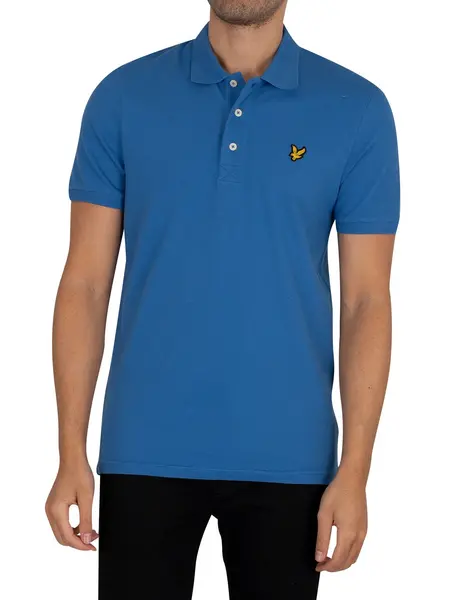 Image of Lyle & Scott Organic Cotton Plain Polo Shirt Spring Blue L