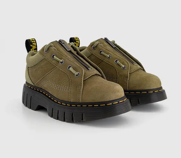 Image of Dr. Martens Womens Woodard Lo Zip Boots Muted Olive, 8