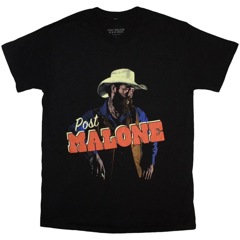 Image of Post Malone Mens Cowboy T-Shirt in Black Size: Small Black Male S