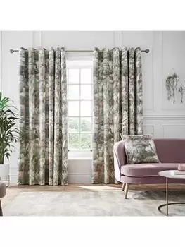 Image of Hyperion Anthea Floral Velour Weighted Eyelet Lined Curtains