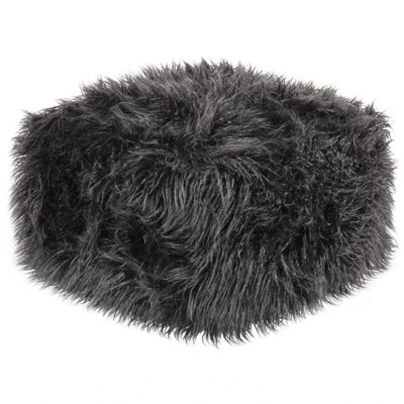 Image of Beliani Pouffe Mukki Faux Fur Black