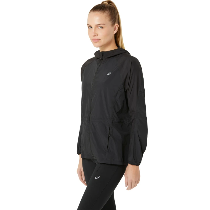 Image of Asics Road Packable Jacket Running Womens Black female 8 (XS)