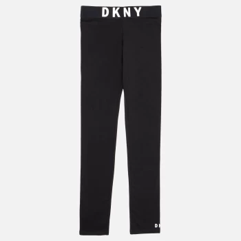 image of DKNY Girls Logo Waist Leggings - Black - 4 Years