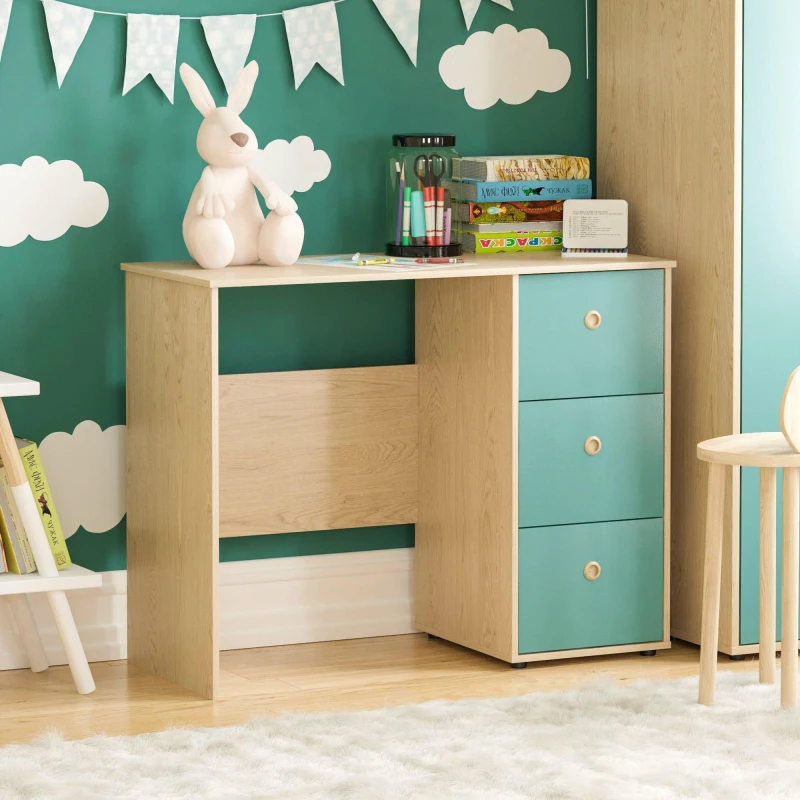 Image of Lassic Junior Vida Neptune 3 Drawer Desk Blue & Oak unisex 3 Drawer