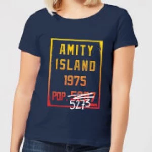 image of Jaws Amity Population Womens T-Shirt - Navy - L