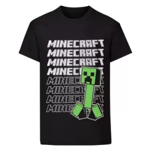 Image of Minecraft Childrens/Kids Repeat Logo T-Shirt (11-12 Years) (Black)