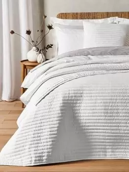 Image of Bianca Cottonsoft Quilted Lines Bedspread Throw In White