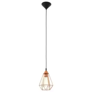 Image of Hanging Ceiling Pendant Light Copper Wire Cage 1 x E27 Hallway Feature Lamp