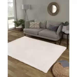 Image of Lord Of Rugs - Lulu Plain Super Soft Plush Shaggy Rug Ivory Large Carpet 150 x 200cm (411x6'6'')