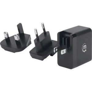 Image of Manhattan 102278 USB charger Mains socket Max. output current 3 A 1 x USB-C socket USB Power Delivery (USB-PD), incl. UK adapter, incl. US adapter