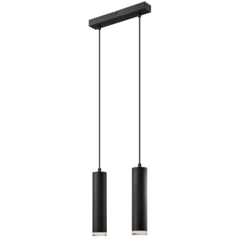 Image of Lamkur Lighting - Franco Bar Pendant Ceiling Light Black, 2x E27