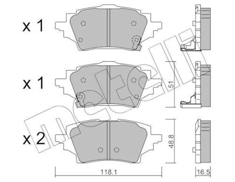 Image of METELLI Brake pad set METELLI 22-1228-0