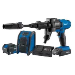 Image of Draper D20 20V Pressure Washer, D20 20V Wireless Speaker, 1 x 2.0Ah, 1 x 3.0Ah, 1 x Fast Charger