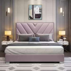 Image of Deana Upholstered Beds - Plush Velvet, Small Double Size Frame, Pink - Pink