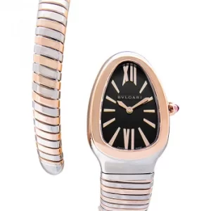Image of Bvlgari Serpenti 35mm Black Dial Stainless Steel and Rose Gold Womens Watch 102123