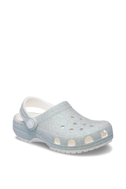 Image of Crocs Classic Glitter Clog in White Size: Infant 10 White Unisex Infant 10