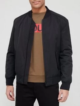 Image of Hugo Boss Boris 212 Red Patch Logo Bomber Jacket Black Size 2XL Men