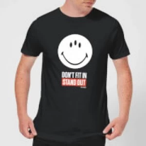 Image of Smiley World Slogan Don't Fit In, Stand Out Mens T-Shirt - Black - XXL