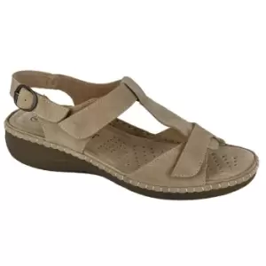 image of Boulevard Womens/Ladies Buckle Leather Lined Sandals (3 UK) (Dark Beige)