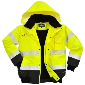 Image of Portwest - C465YBRL - sz L Hi-Vis Contrast Bomber Jacket - Yellow/Blue
