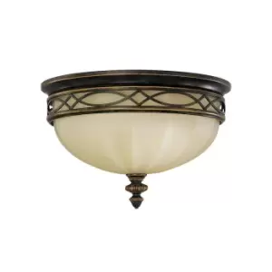 Image of 3 Bulb Flush Light Light Low Ceiling Walnut LED E27 60W Bulb