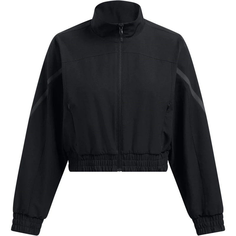 Image of Under Armour Womens Unstoppable Cropped Tracksuit Top Black female 8 (XS)