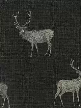Image of Arthouse Heritage Stag Charcoal/Copper Wallpaper