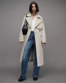 Image of AllSaints Mixie Leopard Trench Coat