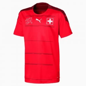 Image of Mens PUMA Suisse Kids Home Replica Jersey, Red/Pomegranate, size 11-12 Youth, Clothing