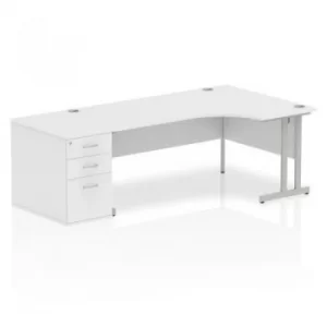Image of Impulse 1800 Right Hand Cantilever Workstation 800 Pedestal Bundle White