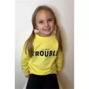 Image of I Saw It First Lemon I Am Trouble Girls Slogan Sweatshirt - Yellow