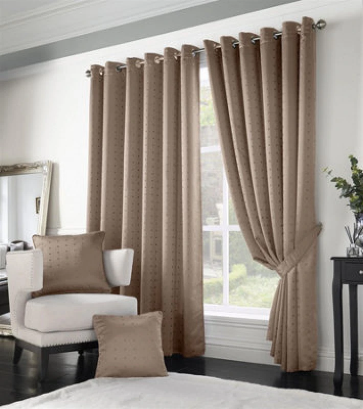 Image of Luxury Living Adiso Eyelet Ring Top Curtains Latte