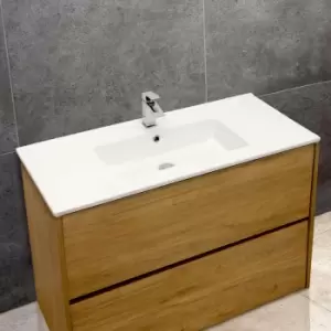 Image of Limoge Thin-edge Ceramic 101Cm Inset Basin With Rectangular Bowl