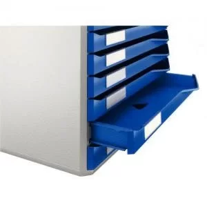 image of Leitz Desktop Form Set 10 Drawer A4 Grey With Red Drawers