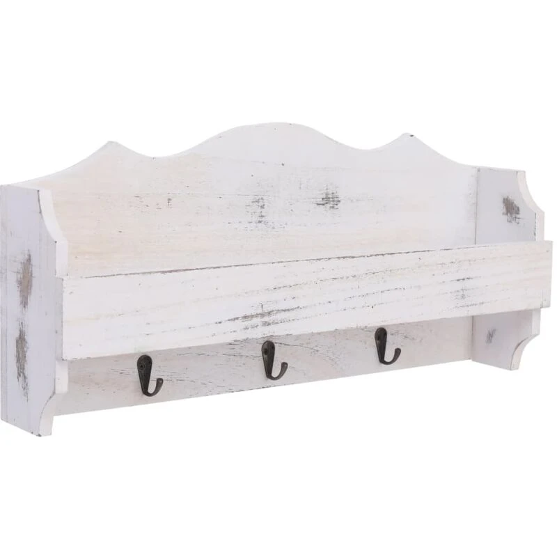 Image of vidaXL Wall Mounted Coat Rack White Wood Clothes Stand Entryway Furniture